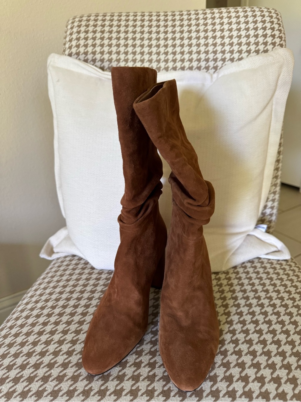 Banana Republic Chestnut Faux Suede Slouch Mid-Calf Heeled Boots